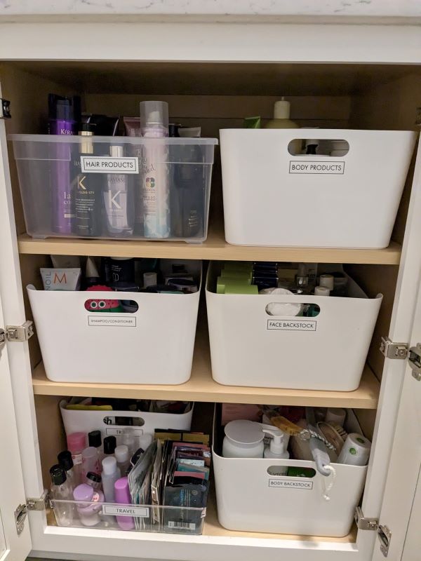 Organized bathroom cabinet