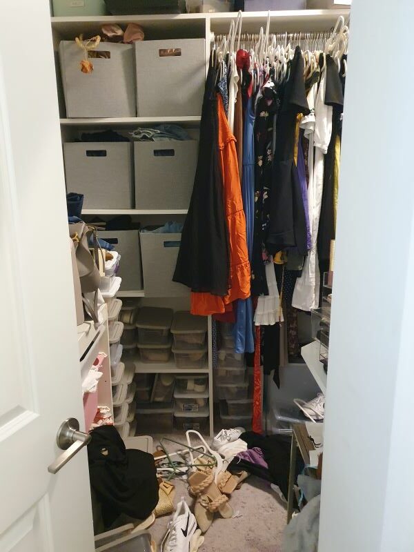 Cluttered and messy closet