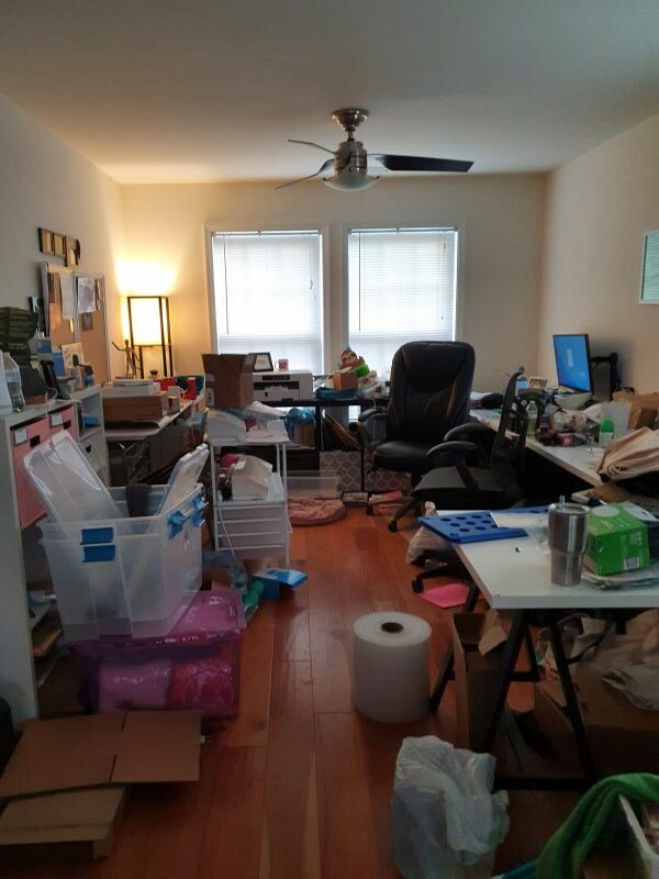 Cluttered and disorganized work space