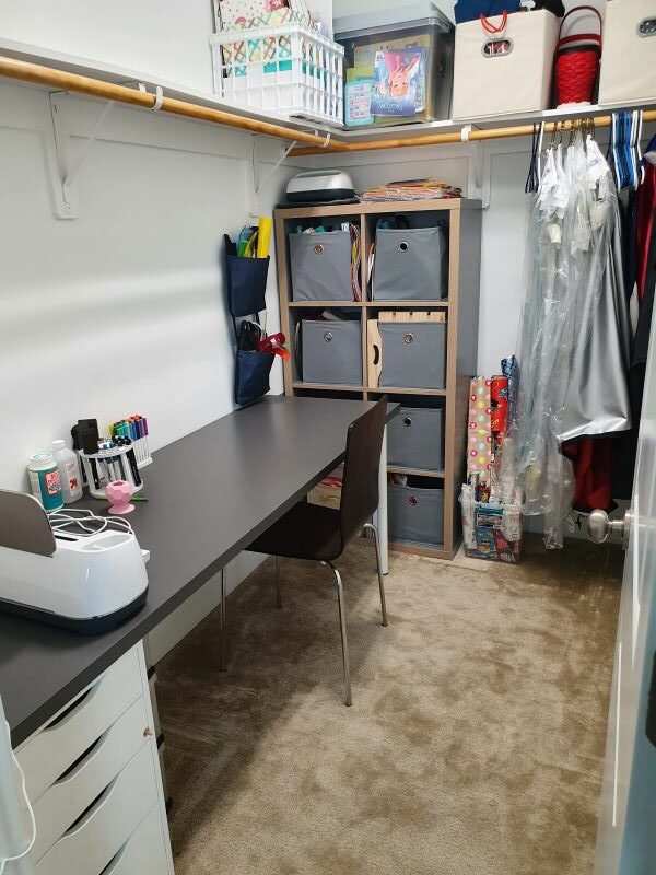Dysfunctional extra closet turned into a usable craft space