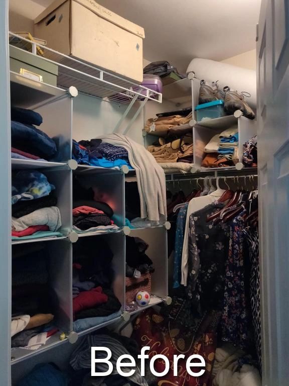 cluttered master closet made functional again
