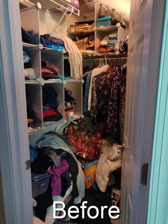cluttered master closet made functional again